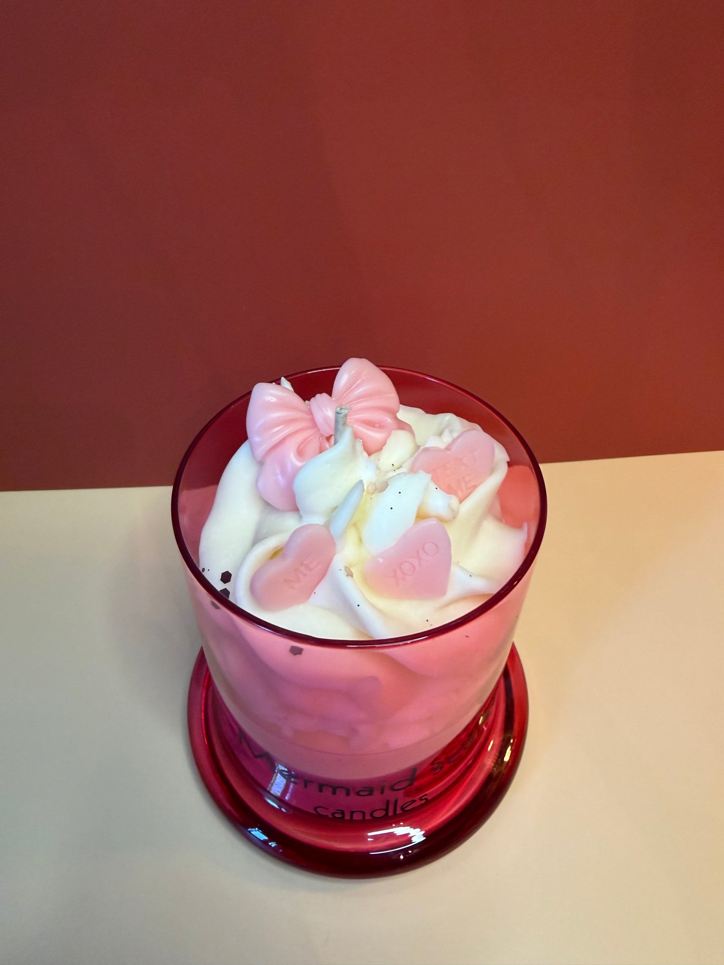 Geurkaars stolp bow & hearts