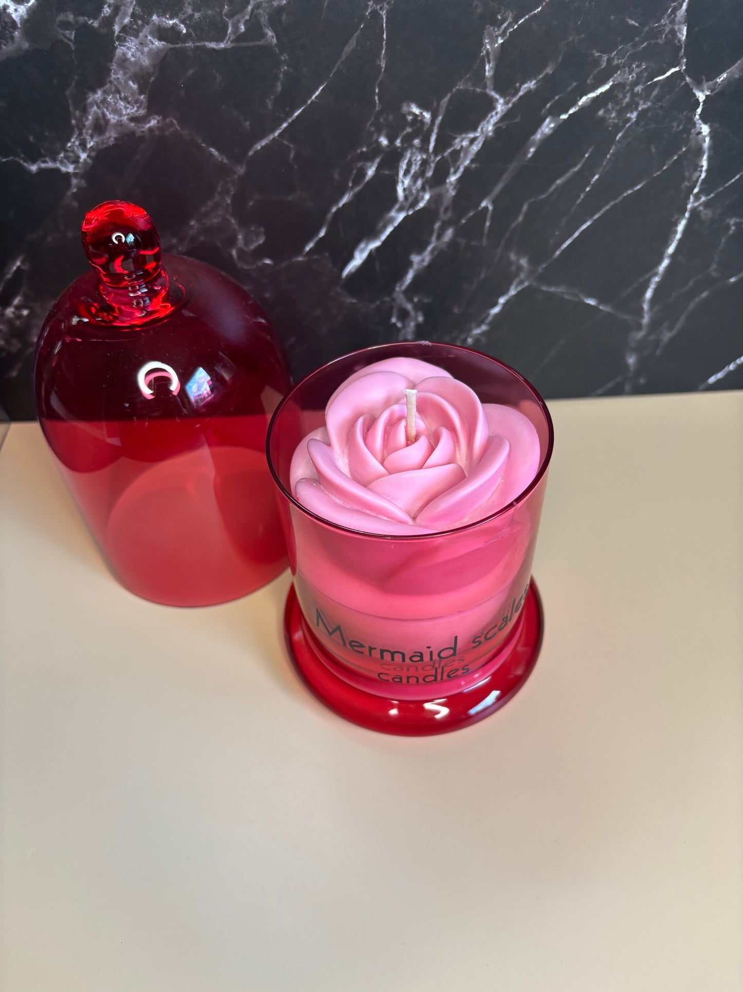 Geurkaars stolp rose