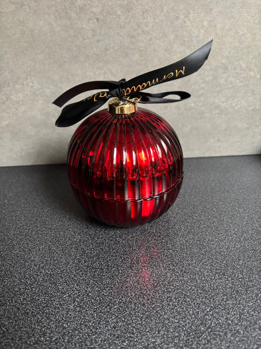 Geurkaars kerstbal L rood